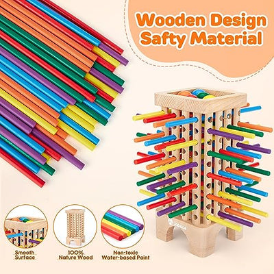 Wooden board game, 42 pieces Colorful wooden sticks Dice game Mathematics Educational toy