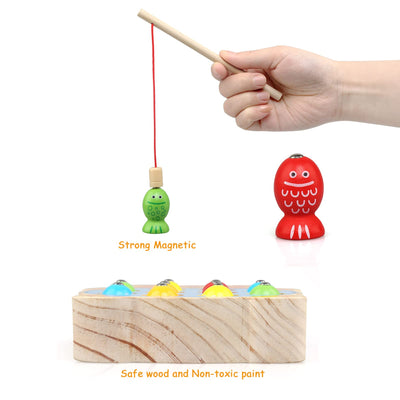 Magnetic fishing game toy for children, fish fishing wooden toy gift