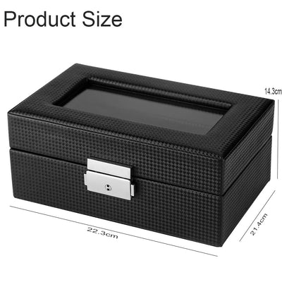 Boîte à montres à 3 compartiments avec couvercle en verre transparent et coussin amovible