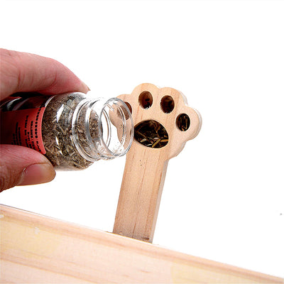 Jouet Interactif pour Chat, Jouet en Bois, Souris Taupe, Boîte de Puzzle avec Jouets pour Chats, Chasse, Jeu, Exercice, Grattage, 5 trous, Parfait pour l'exercice en intérieur et le plaisir