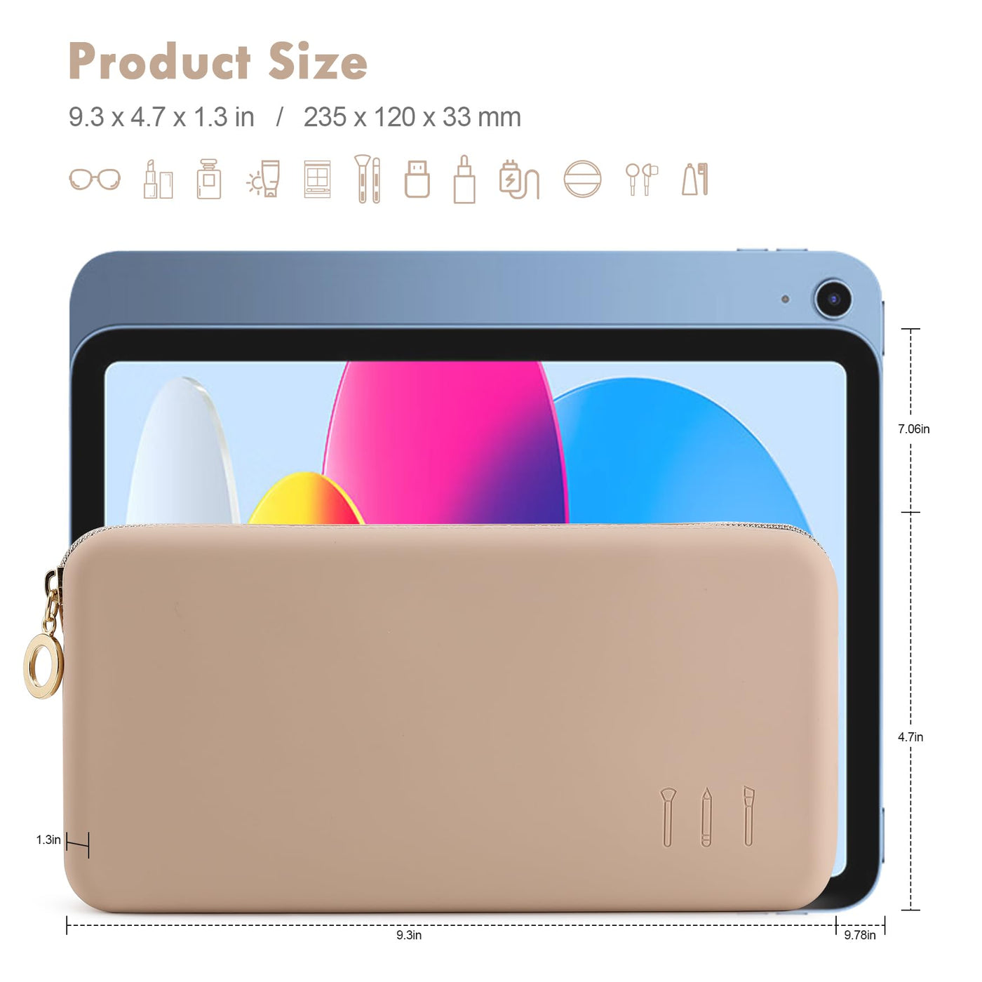 Porte-pinceau de maquillage, sac cosmétique portable, organisateur de pinceau de maquillage pour le voyage, grand sac de maquillage, sac cosmétique organisateur