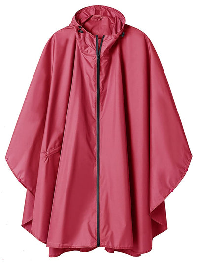 Rain cape with hood zipper, reusable raincoat, rain poncho bike hiking