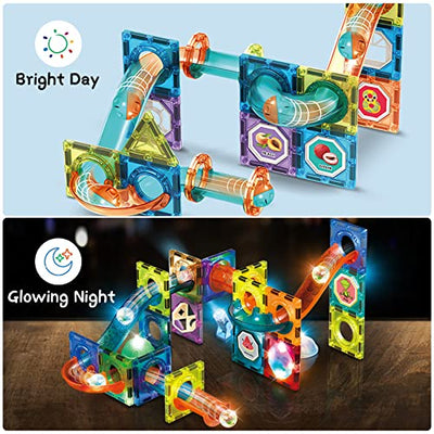 Magnetic building blocks, 75 pieces STEM construction tile magnetic blocks marble run building blocks educational toy everyday building toy