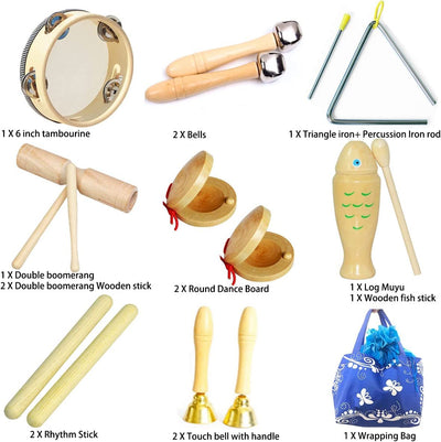 Set d'instruments de musique pour enfants, set de percussions en bois Schlagwerk Rhythm