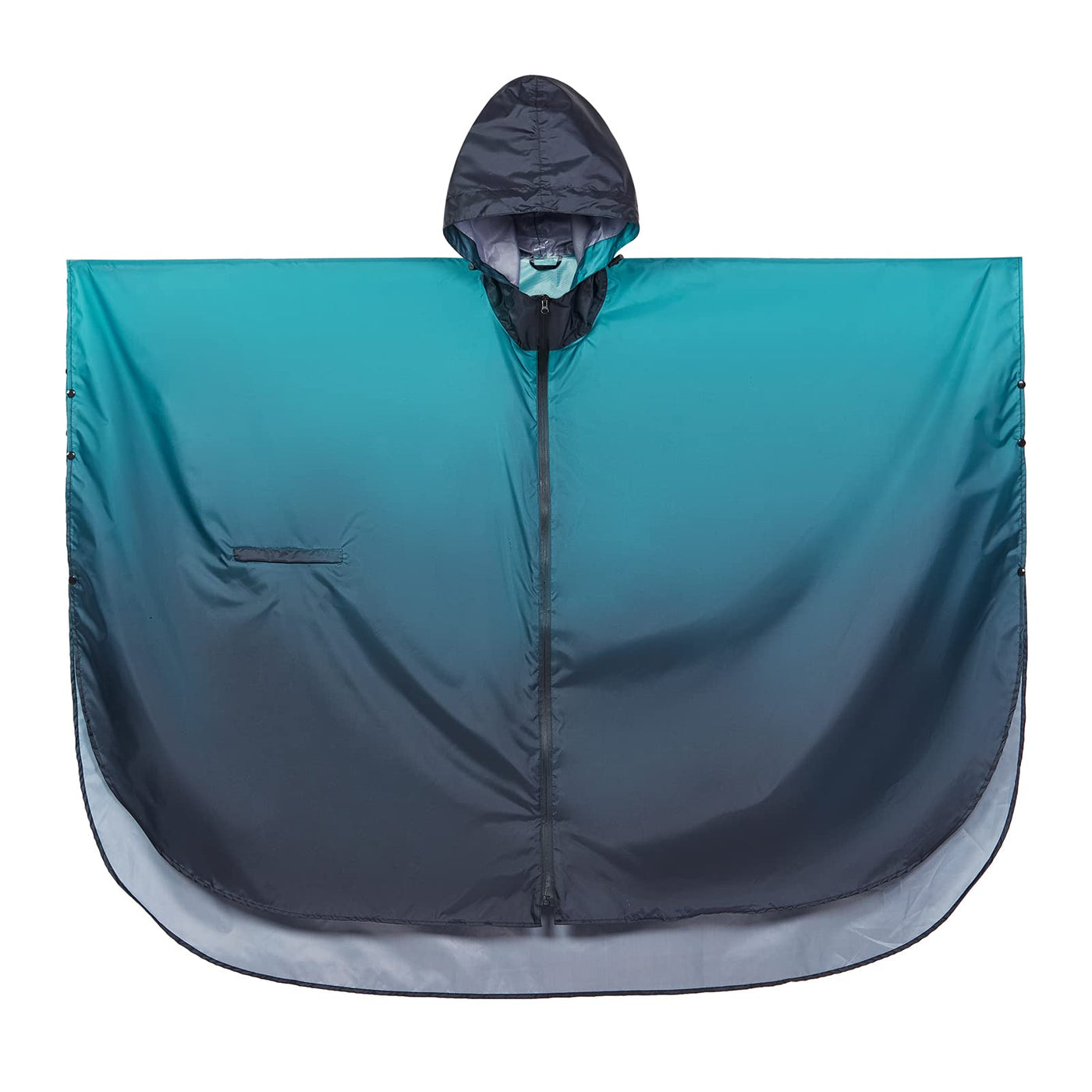 Rain cape with hood zipper, reusable raincoat, rain poncho bike hiking