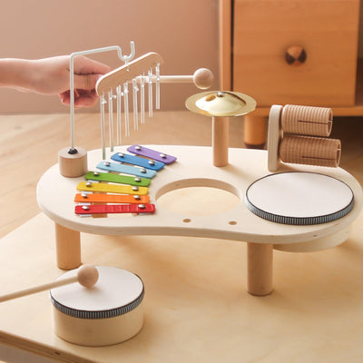 Trommelset für Kinder, 7-in-1 Musik Kinderspielzeug, Lernspielzeug Trommelset mit Xylophon, Kindertrommelset