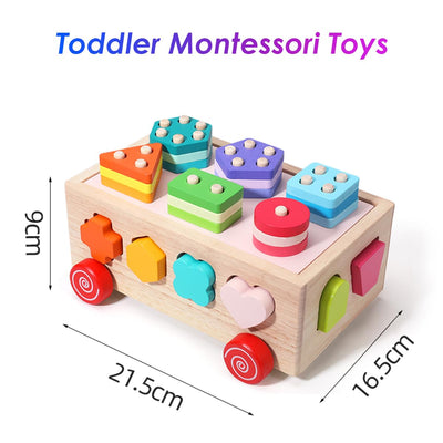 Wooden shape sorter toy for toddlers, educational stacking toy for children