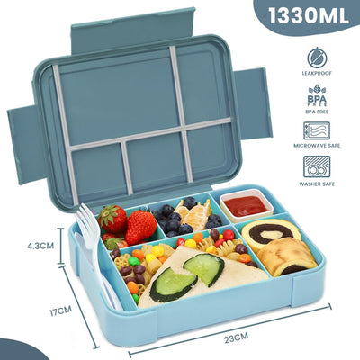 Boîte à lunch pour enfants avec compartiments L, boîte à lunch pour enfants, boîte à bento étanche avec 6 compartiments, set de couverts, boîte à goûter, boîte à déjeuner