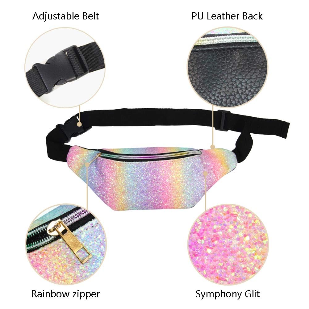 Children's bum bag glitter sports bag with imitation leather