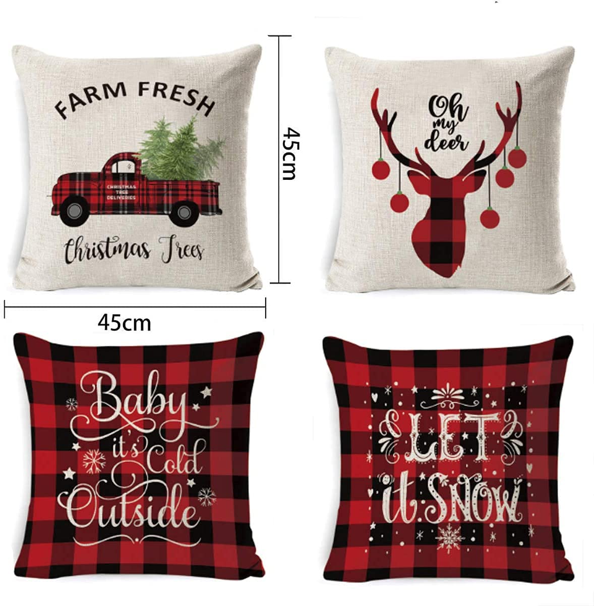 Christmas cushion cover 4 pieces, winter decorative cushion