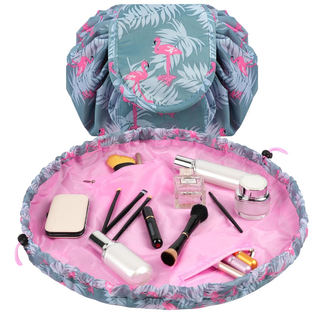 Large Capacity Make Up Bag With Cord, Portable Travel Makeup Bag