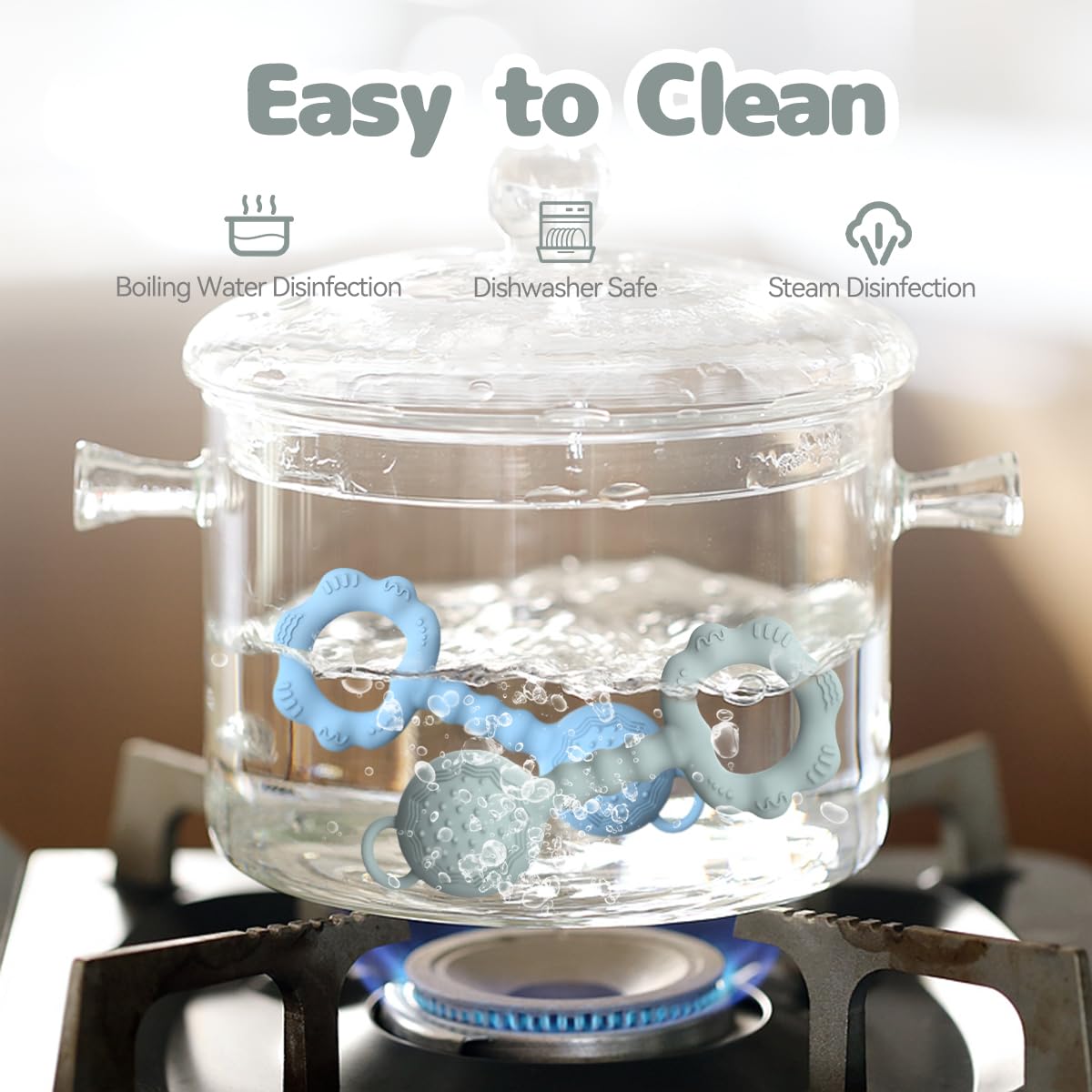 Hochet et jouet de dentition 2-en-1 pour apaiser les gencives douloureuses et amuser les tout-petits