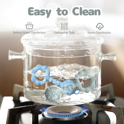 Hochet et jouet de dentition 2-en-1 pour apaiser les gencives douloureuses et amuser les tout-petits