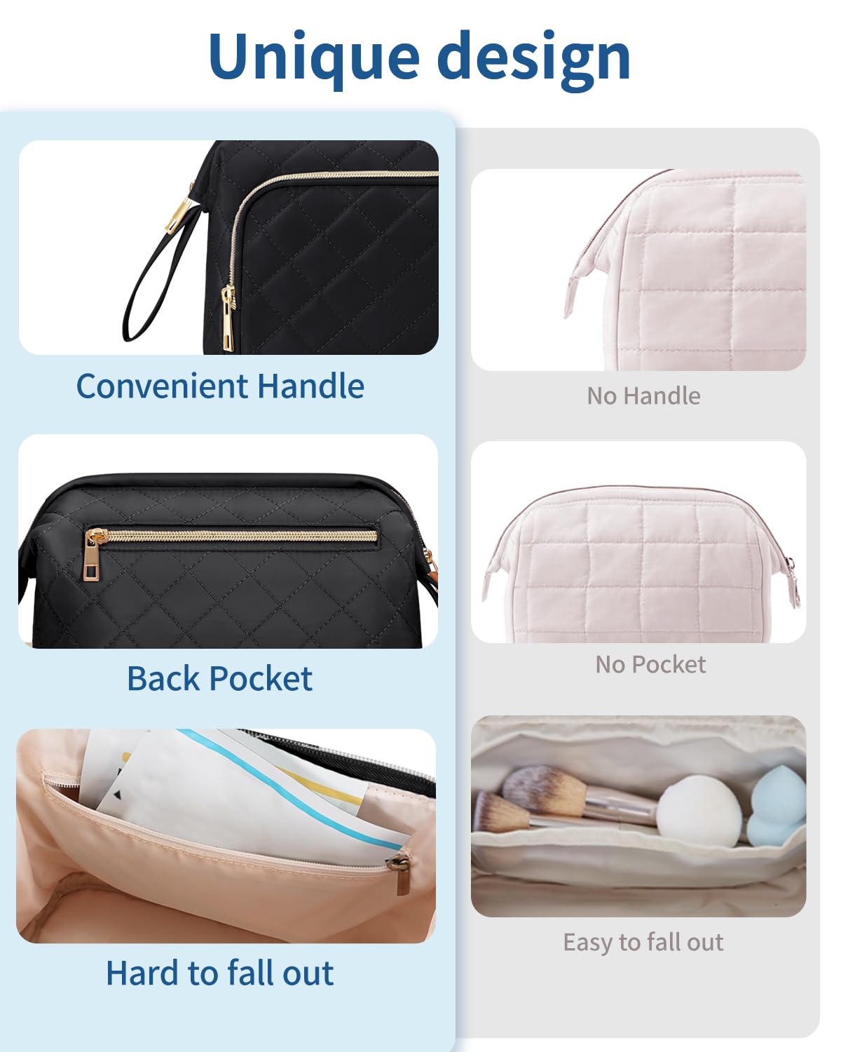 Große Schminktasche, Schminktasche mit breiter Öffnung für Make-up und Reisen