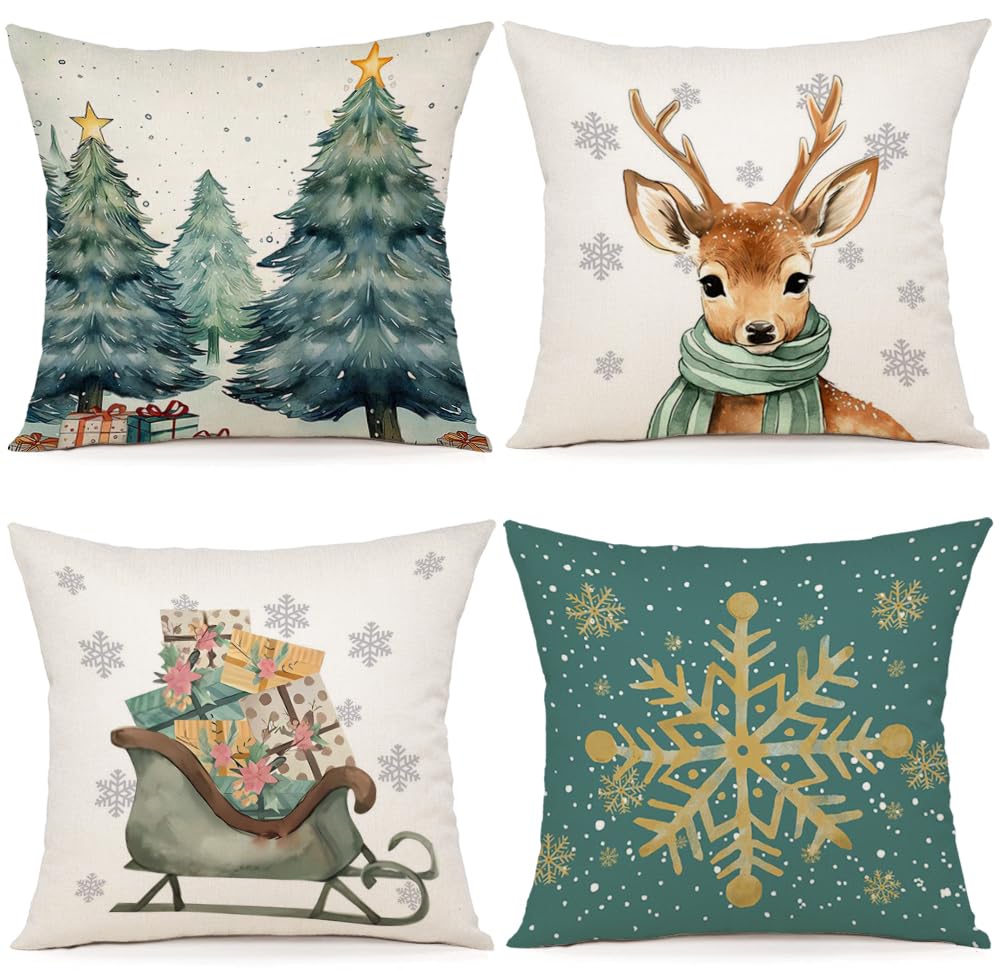 Cushion cover set of 4 cushion cover Christmas cushion covers decorative cushions linen cushion covers for decoration Christmas sofa