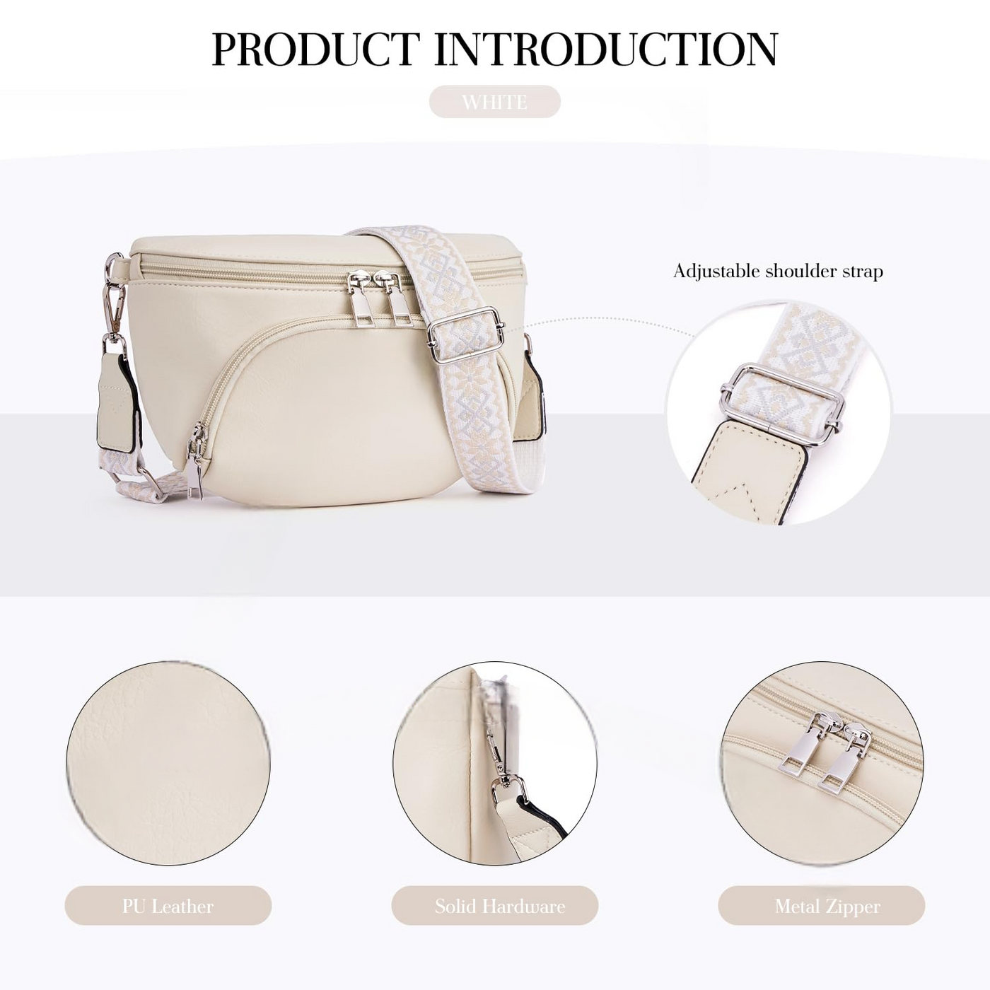 Sacs à bandoulière, sac à bandoulière en cuir végétal, sac à bandoulière pour dames, pochette de poitrine avec fente pour cartes, blocage RFID, avec large bandoulière détachable et réglable