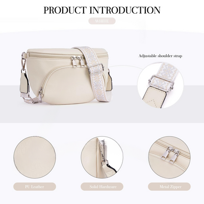 Sacs à bandoulière, sac à bandoulière en cuir végétal, sac à bandoulière pour dames, pochette de poitrine avec fente pour cartes, blocage RFID, avec large bandoulière détachable et réglable