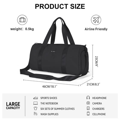 Sports Bag Hand Luggage Bag Weekender Bag With Trolley Sleeve Shoe Compartment, Waterproof Travel Bag Duffle Bag Fitness Bag