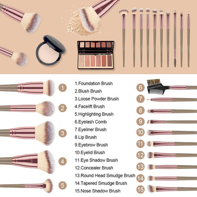 Brush Set Makeup, 15 Piece Professional Brush Set