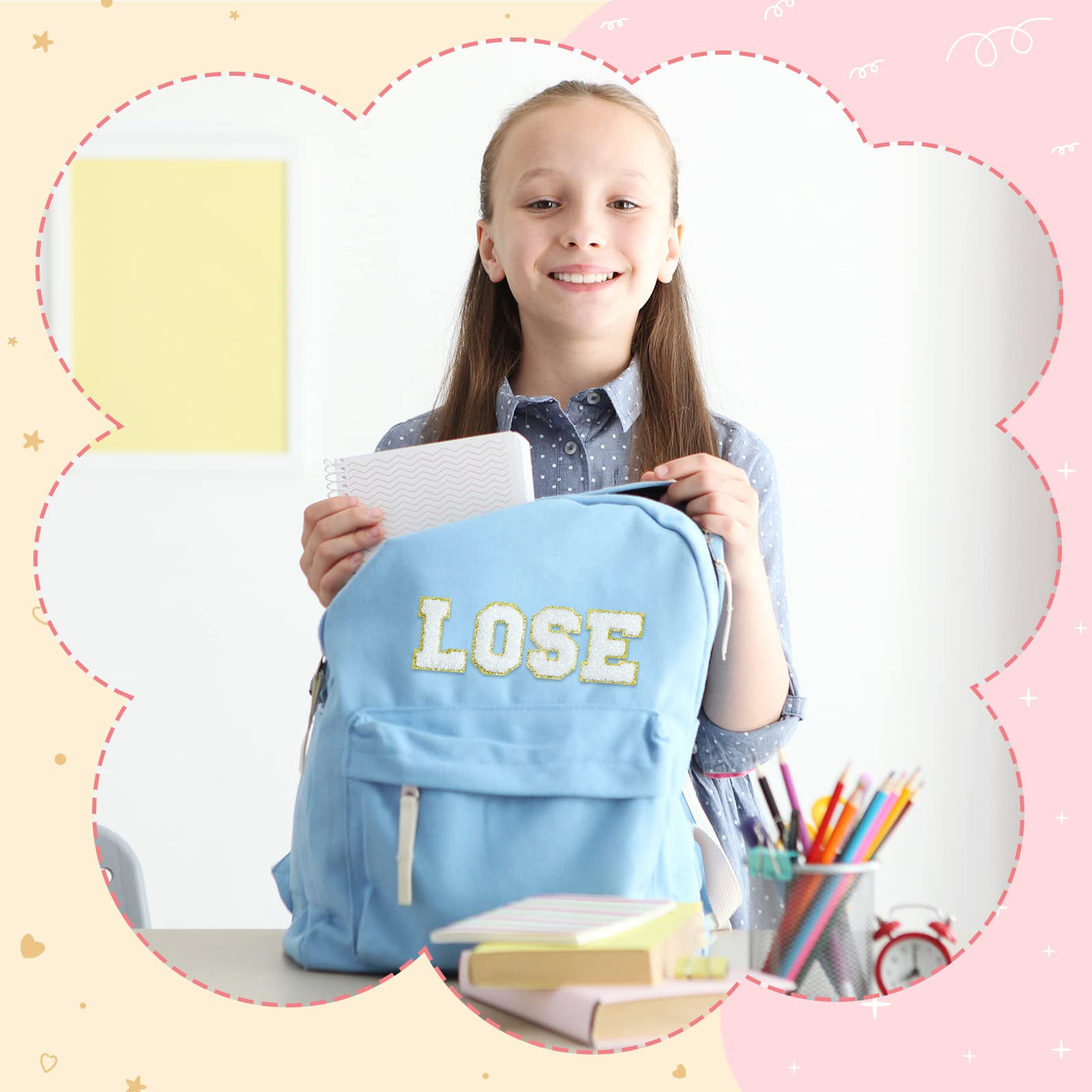 Patchs autocollants en chenille à lettres, à repasser sur vêtements, tissus, chaussures, sacs