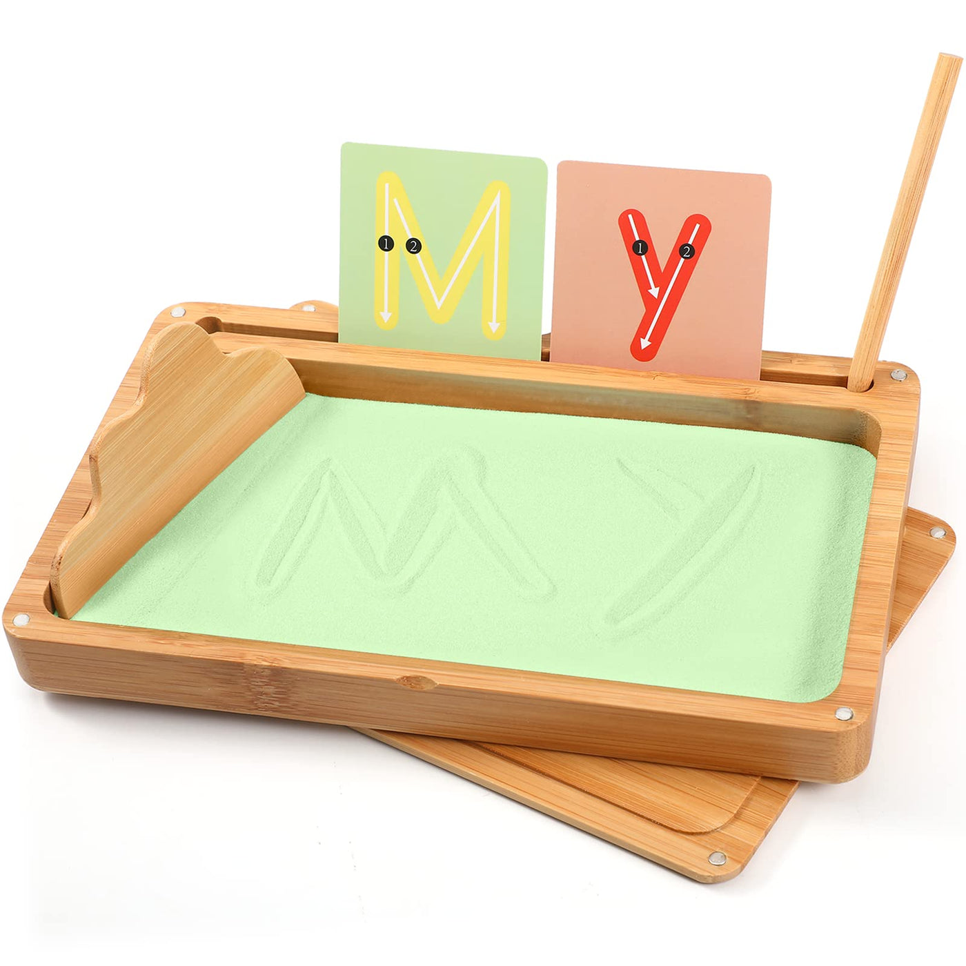 Training letters and drawing toy wooden sand table Learning toy for early motor development in children