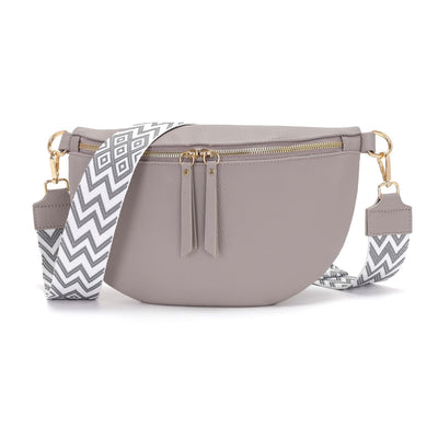 Grand sac banane en cuir végétal sac à bandoulière sac à bandoulière stylisé avec une large sangle