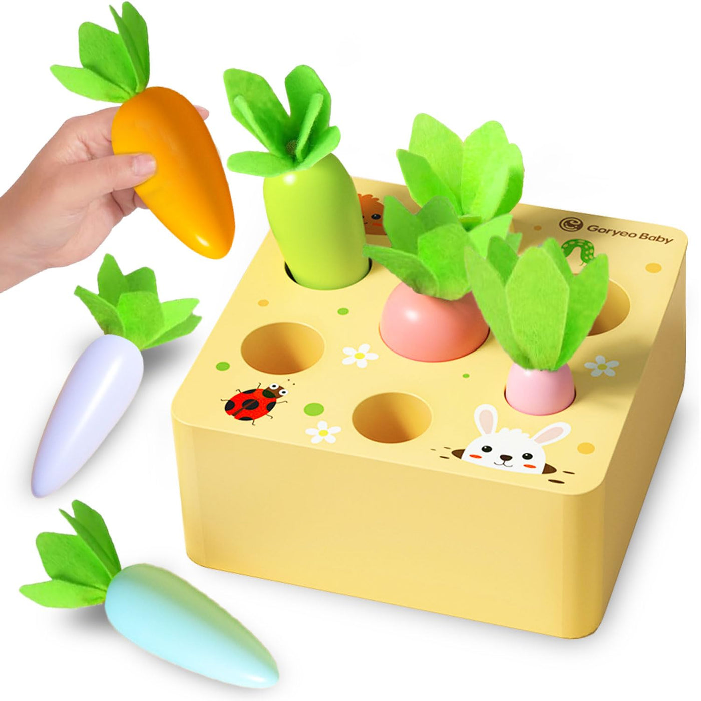 Wooden toys ,Baby motor activity toys,Sorting game wooden puzzle carrot harvesting, sorting game wooden puzzle