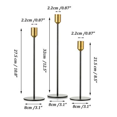 Candle holder set of 3 tall candle holders of different sizes for pillar candles Metal Vintage Modern Deco table decoration