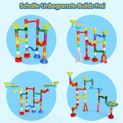 Jeu de billes pour enfants - Jeu de billes multicolores 110PCS avec des éléments de piste et des billes en verre.