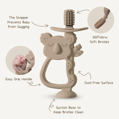 Baby-Beißring mit Saugfuß, Baby-Zahnbürste, Beißring