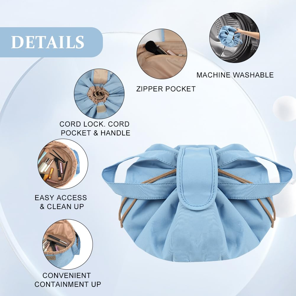 Trousse de maquillage de grande capacité avec cordon, trousse de maquillage de voyage portable