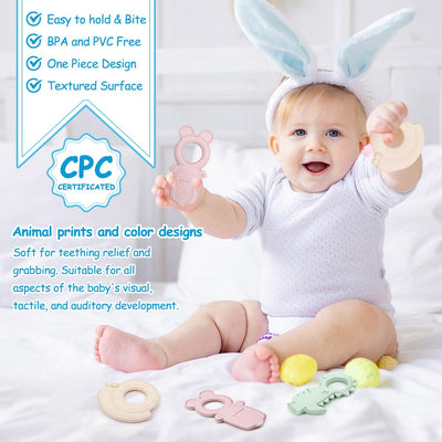 Animaux Anneau de dentition pour bébé, sans BPA Grand anneau de dentition pour bébé