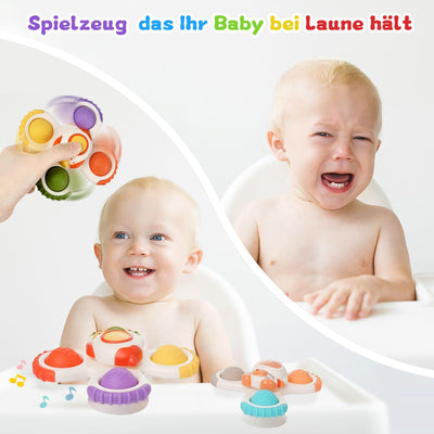 Saugnapf Spielzeug Baby 3 Stück sensorische Spinner Spielzeug für Baby Spinnerei Spielzeug