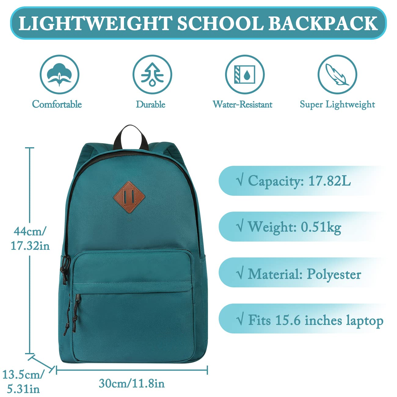 School backpack, Classic Lightweight Backpack Teenager College School Bag Casual Daypack for Travel Work