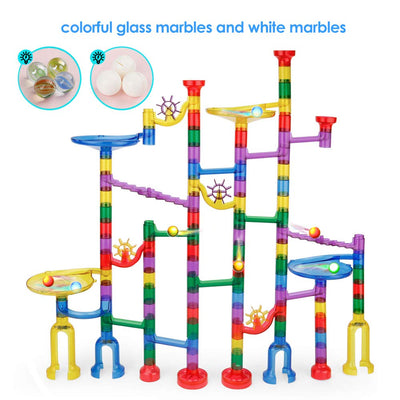 152pcs Marble Run Set with track elements and glass marbles, educational toy and construction toy