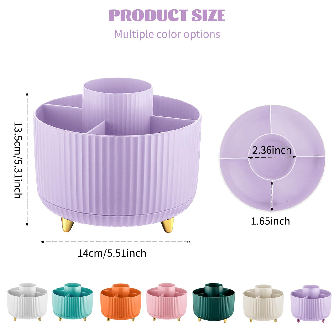 360° Make up Organizer, Brush Holder Cosmetic Storage with 5 compartments