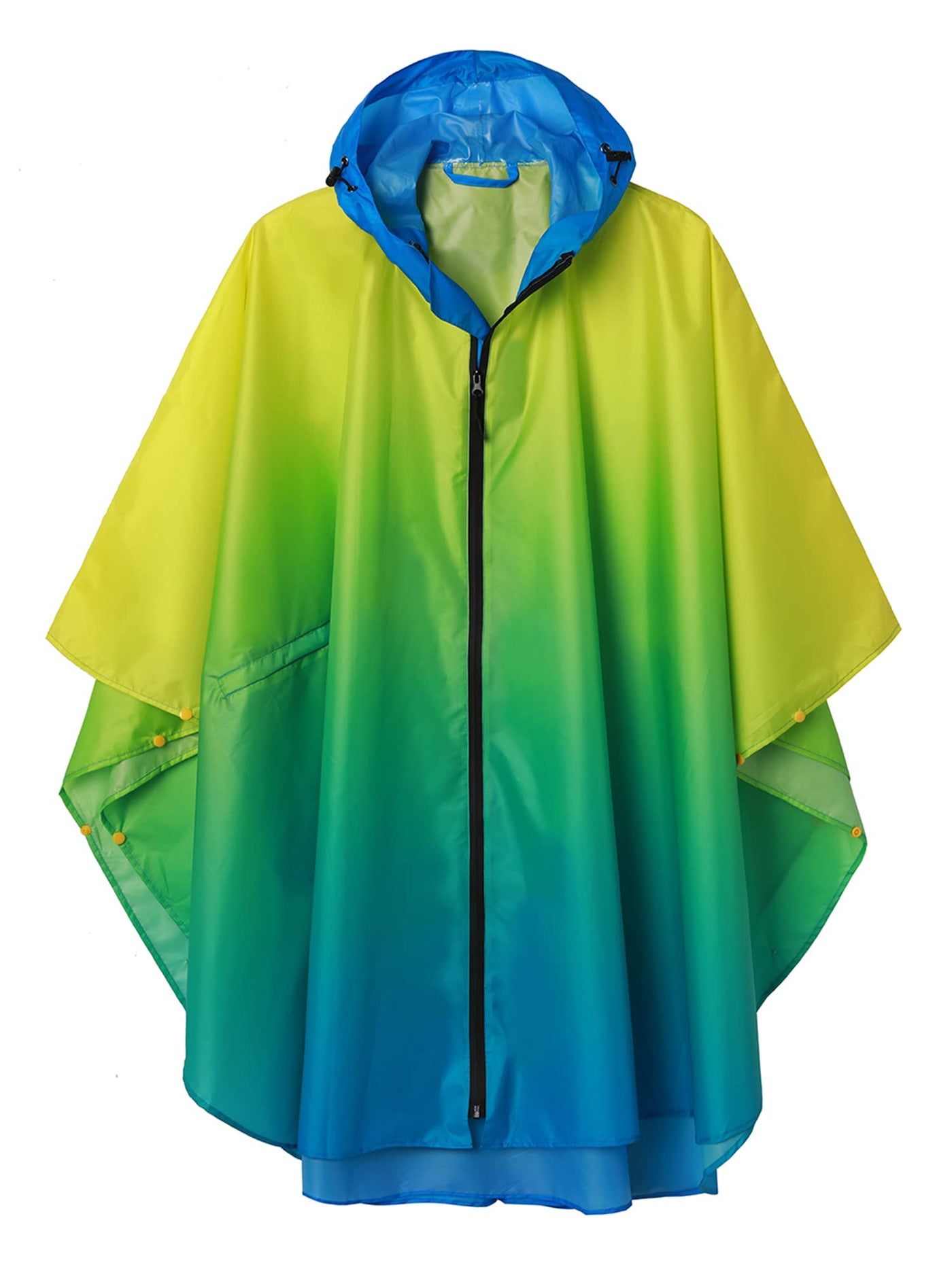 Rain cape with hood zipper, reusable raincoat, rain poncho bike hiking