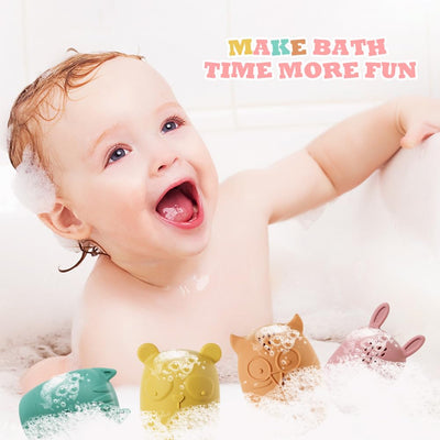 Jouets de bain, 4 pcs silicone bath toys, BPA-free baby water toys