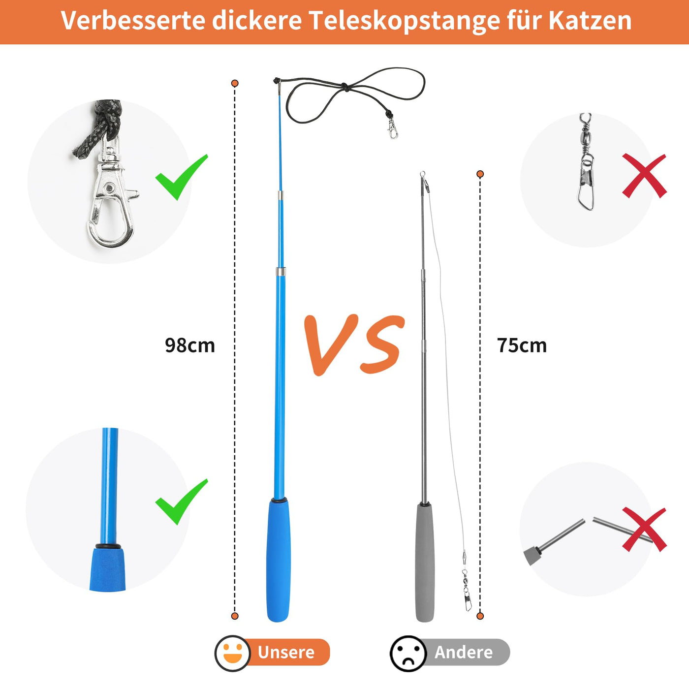 Jouet en Plumes, 16 Pièces, Jouet pour Chat avec 2 Tiges de Chat Interactives Rétractables et 14 Pièces de Remplacement de Plumes,Insectes, Poissons avec Cloches, Jouet pour Chat à Plumes avec Sac de Rangement