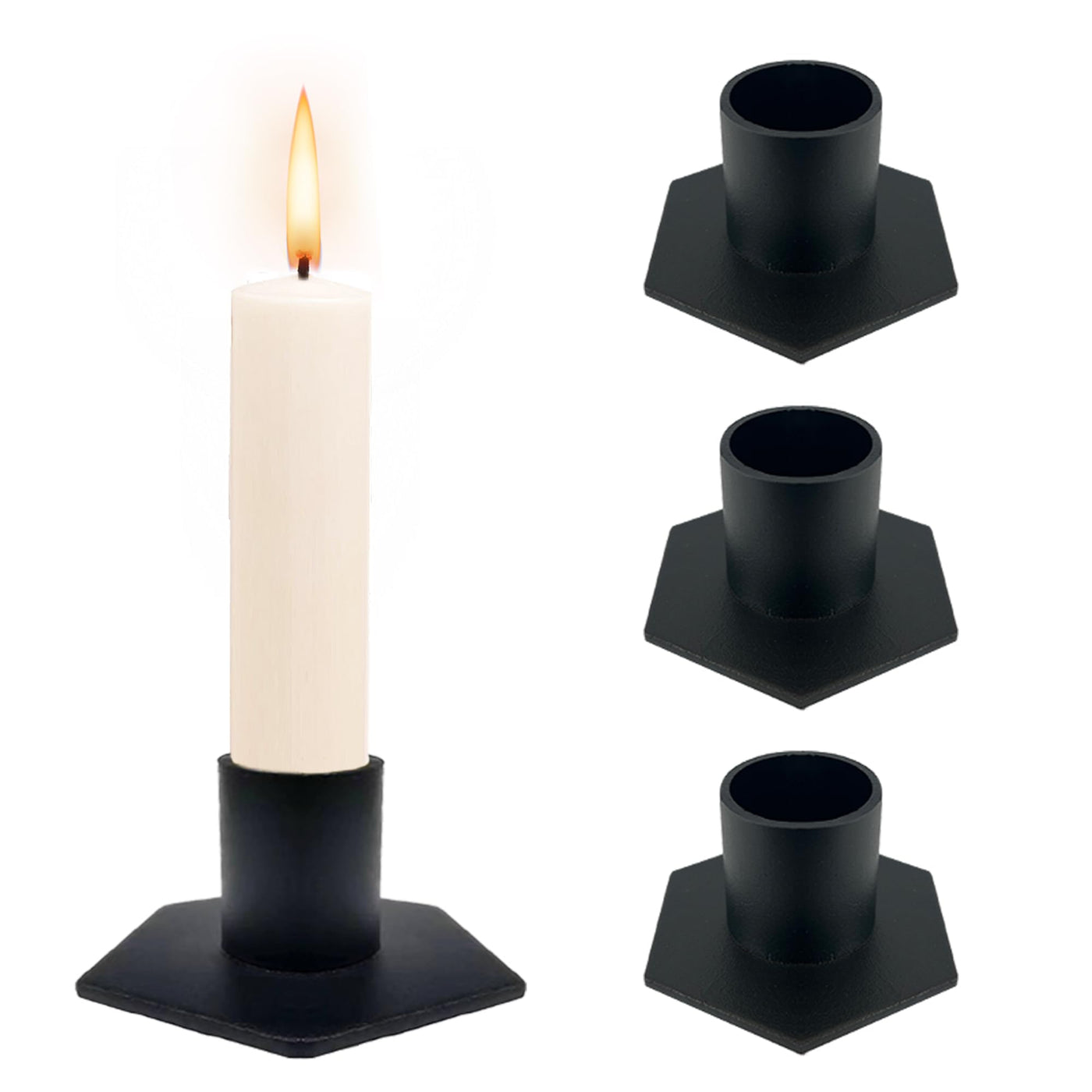 Candle holder for pillar candles and table candles made of metal, stylish design, candle holder for an elegant room decoration