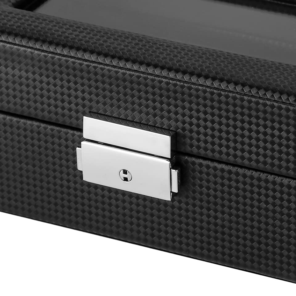 Boîte à montres à 3 compartiments avec couvercle en verre transparent et coussin amovible