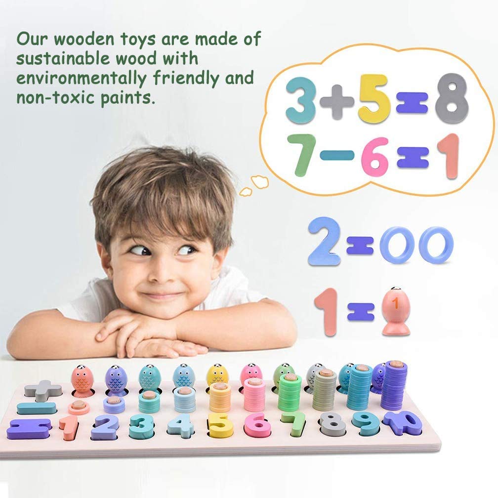 Educational toy learning numbers, wooden toy puzzle learning | wooden blocks made of wood - motor skills for early learning in kindergarten for toddlers