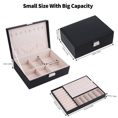 Jewelry box with 2 levels, PU leather jewelry box