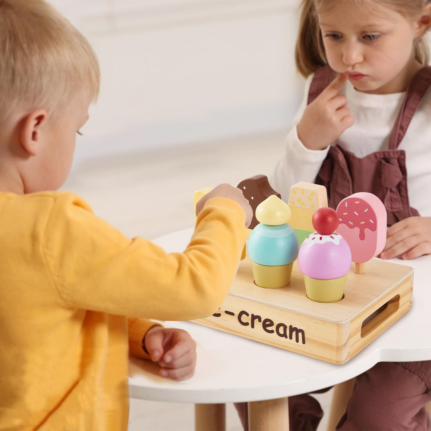 Ice cream toy ice cream parlor children wood, Popsicle toy store accessories play kitchen