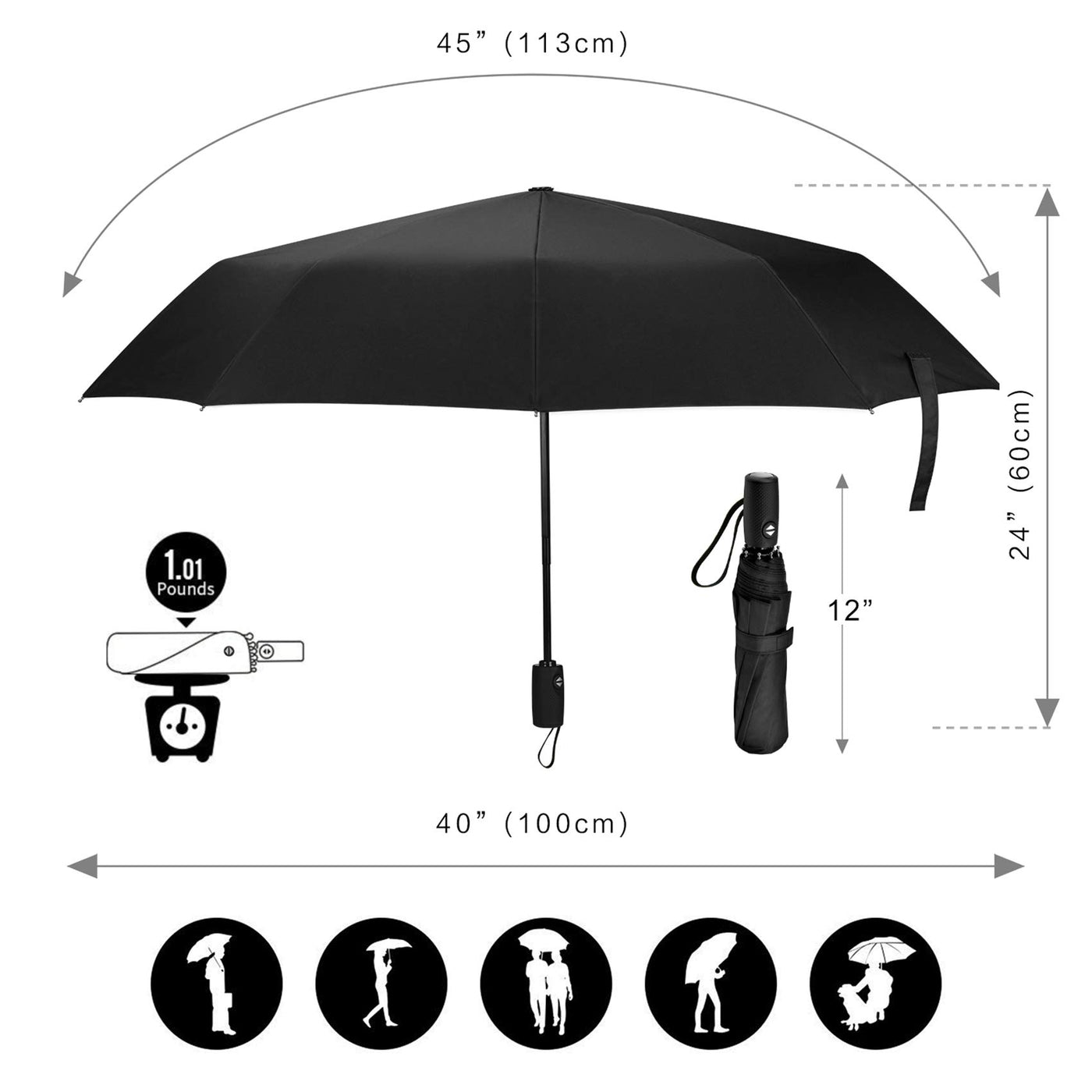 Regenschirm Stormproof Travel Windproof Automatisch zu öffnender/schließender Taschenschirm