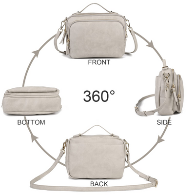 Umhängetasche mit Reißverschluss, Crossbody Bag, Lederhandtasche klein