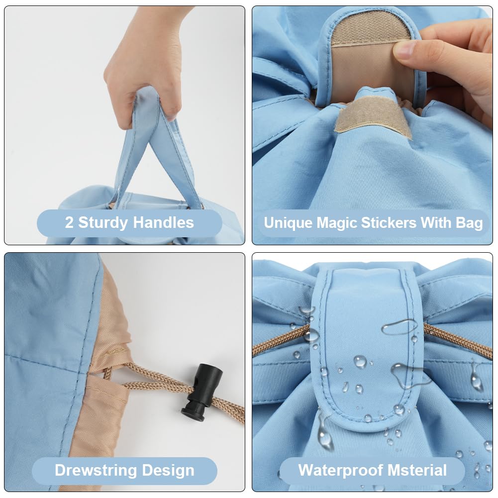 Trousse de maquillage de grande capacité avec cordon, trousse de maquillage de voyage portable