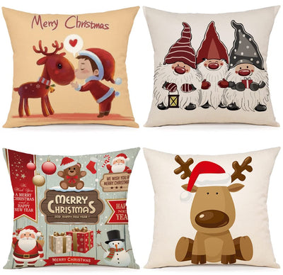 Christmas cushion cover set of 4 cushion covers decorative cushions linen cushion covers