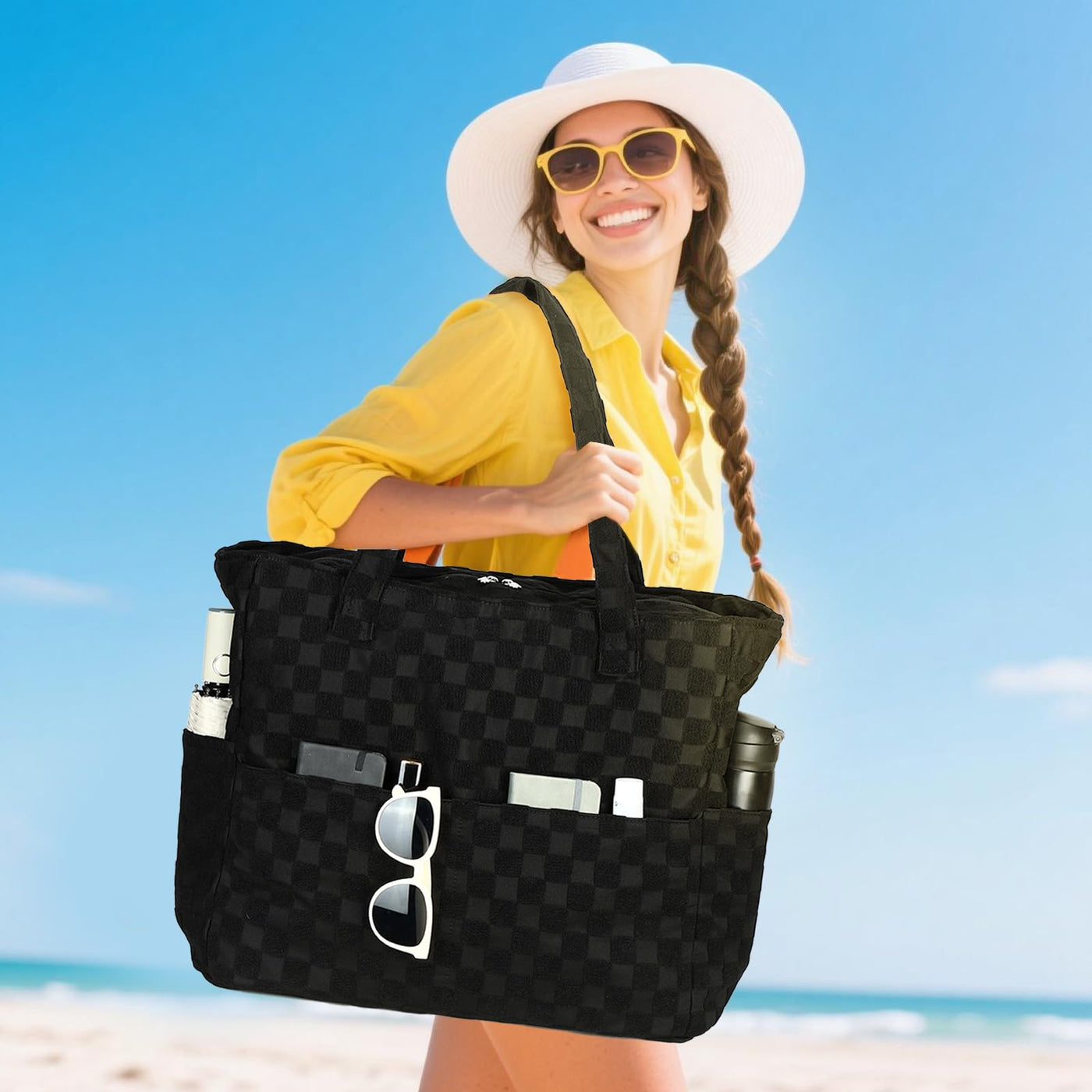 Grand sac de plage avec fermeture éclair