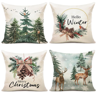 Housse de coussin set de 4 housses de coussin housse de coussin de Noël housse de coussin décorative housse de coussin en lin pour décoration canapé de Noël